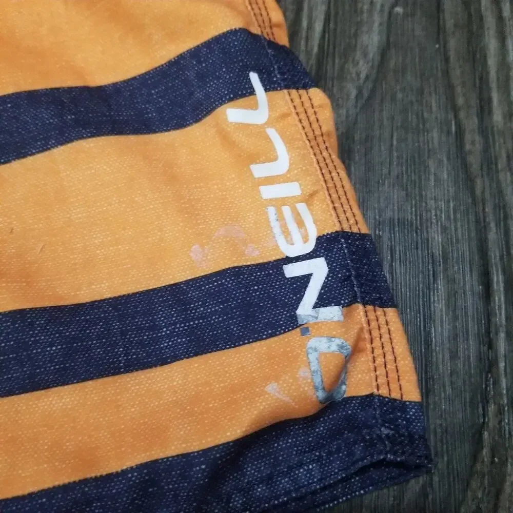O'Neill Swim Shorts Mens 34 Fishing Board Shorts Logo Blue/Orange‎